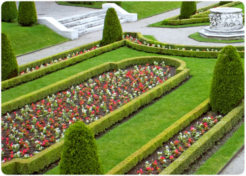 Garden beds in line to create a border