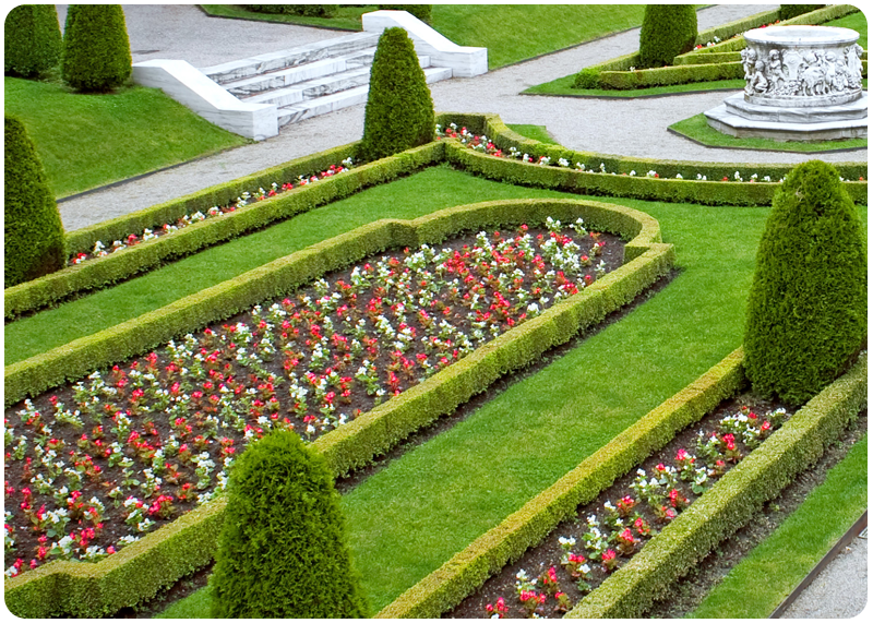 Garden beds in line to create a border