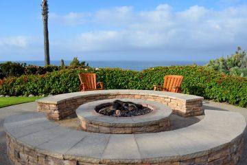 large landscape backyard fire pit